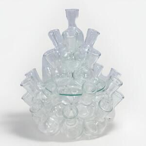 ❤️SOLD❤️Vintage Vase 25 Clear Glass attached Bud Vases Floral Design Set Of 3